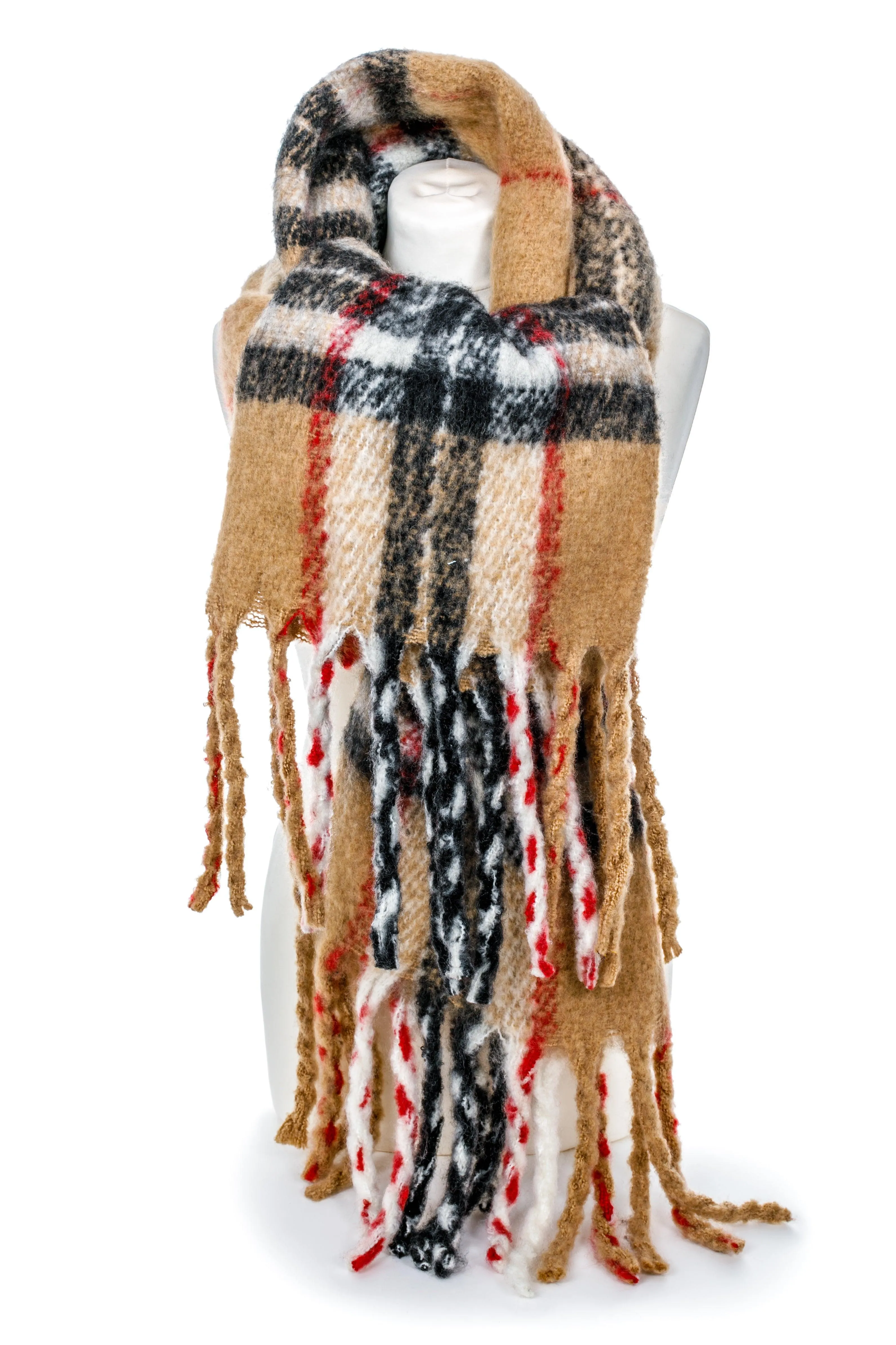 Soft Touch Tartan Mohair Look Blanket Scarf