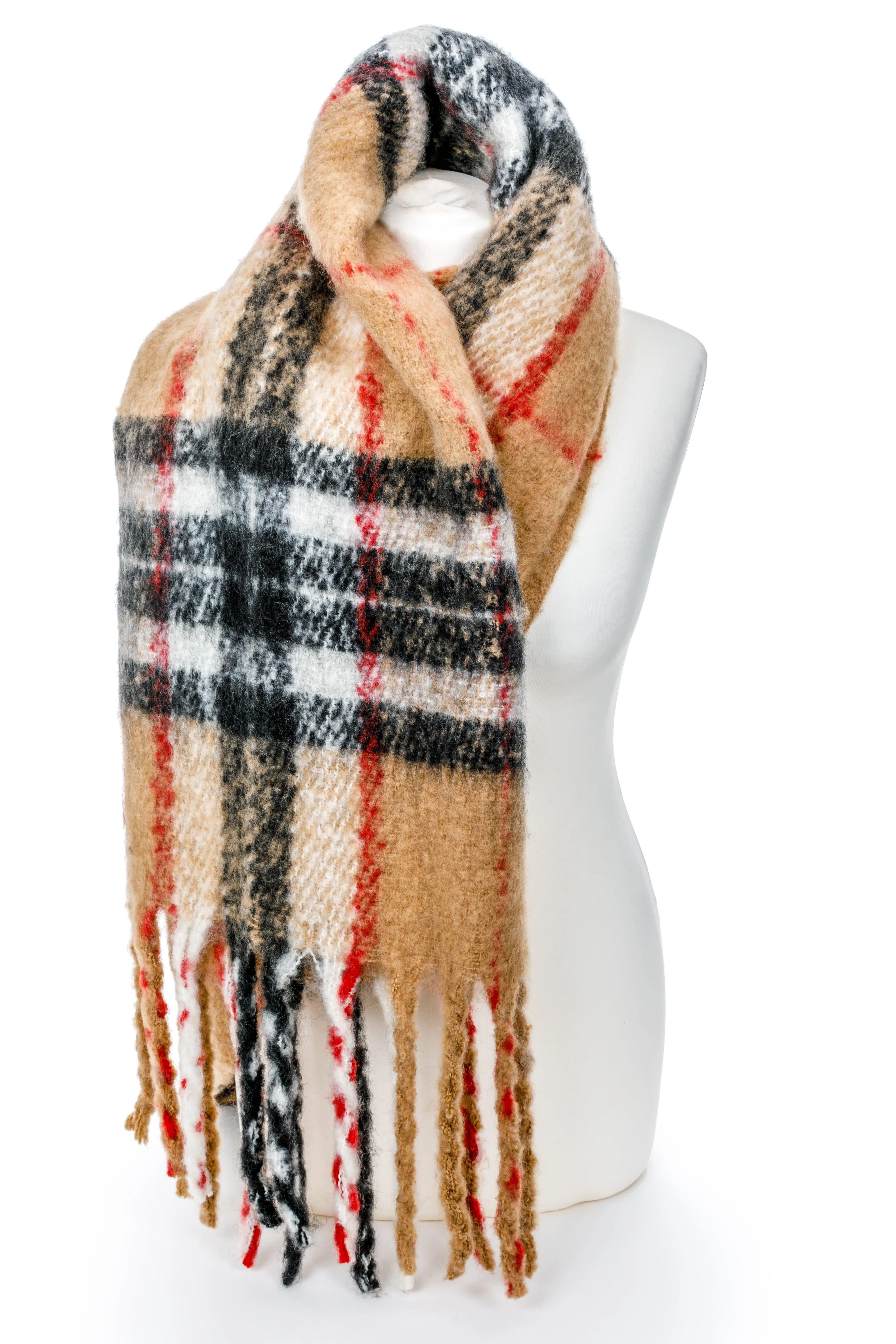 Soft Touch Tartan Mohair Look Blanket Scarf