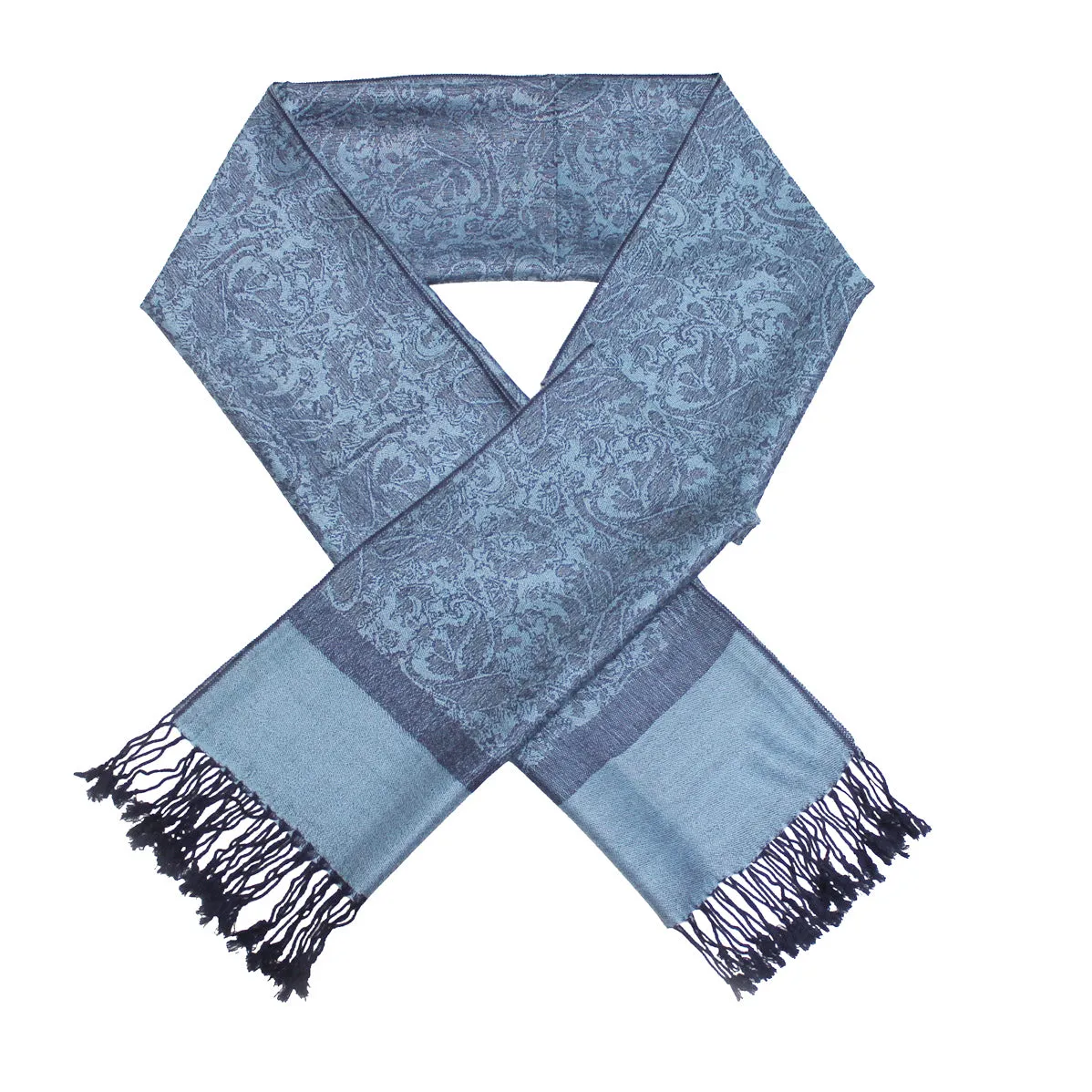 Steel Blue Paisley Pashmina Scarves