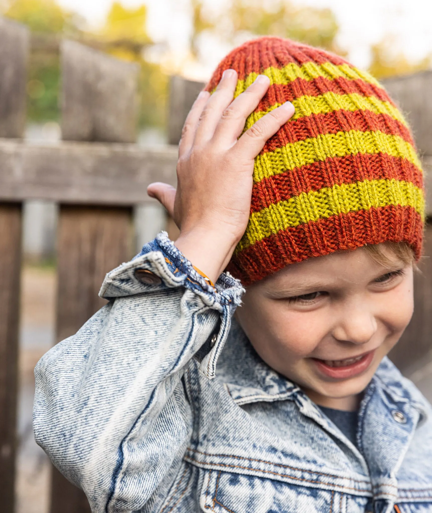 Striped Ribbed Beanie Using Blue Sky Fibers Woolstok