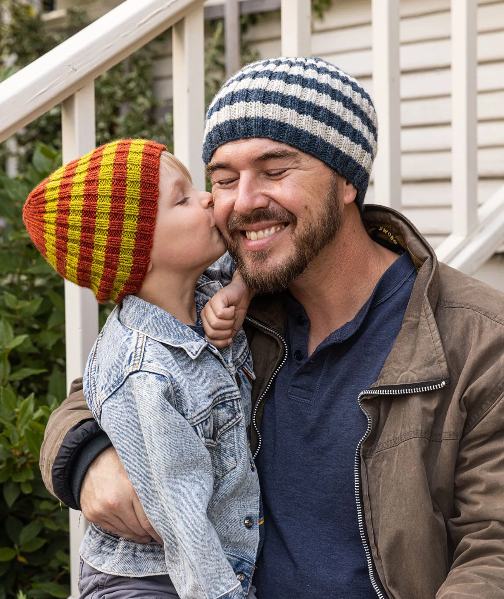 Striped Ribbed Beanie Using Blue Sky Fibers Woolstok