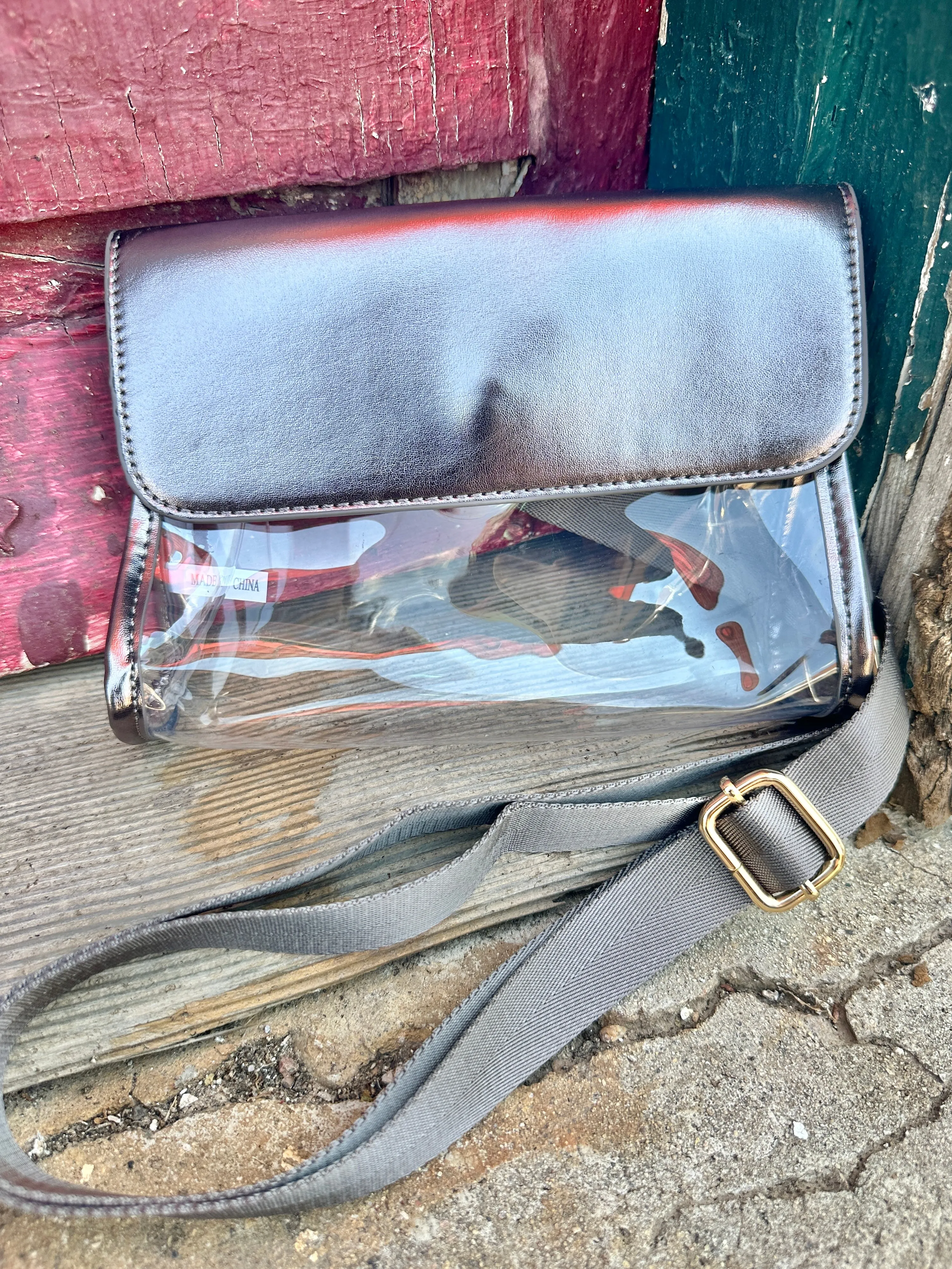 Tatum Gunmetal Clear Bag