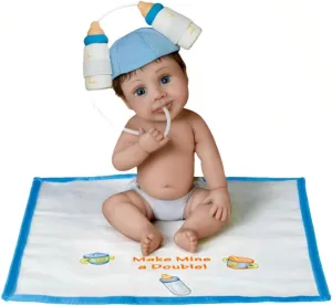 The Ashton-Drake Galleries Hats Off to You Baby Collection Issue #19: 'Make Mine a Double' Baby Resin Doll with Blanket by Sherry Rawn 5.5-Inches