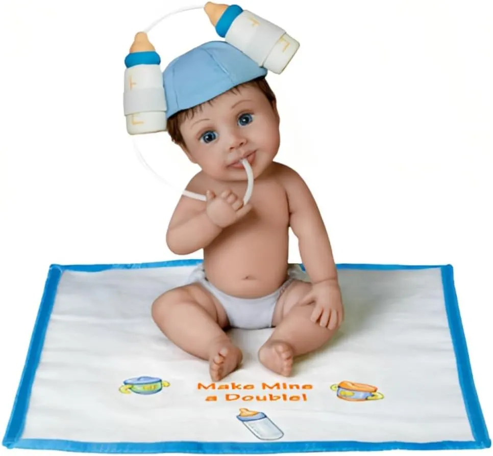 The Ashton-Drake Galleries Hats Off to You Baby Collection Issue #19: 'Make Mine a Double' Baby Resin Doll with Blanket by Sherry Rawn 5.5-Inches