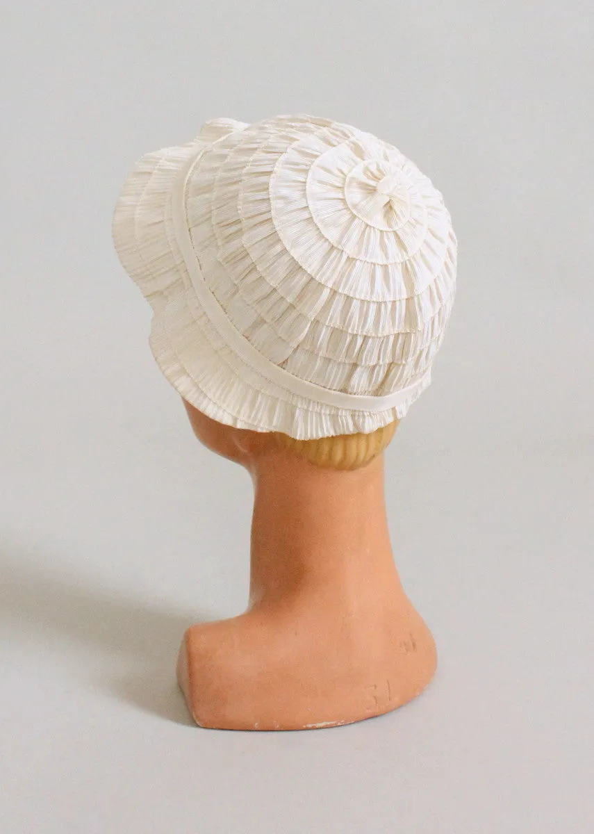 Vintage 1930s Summer White Bucket Hat