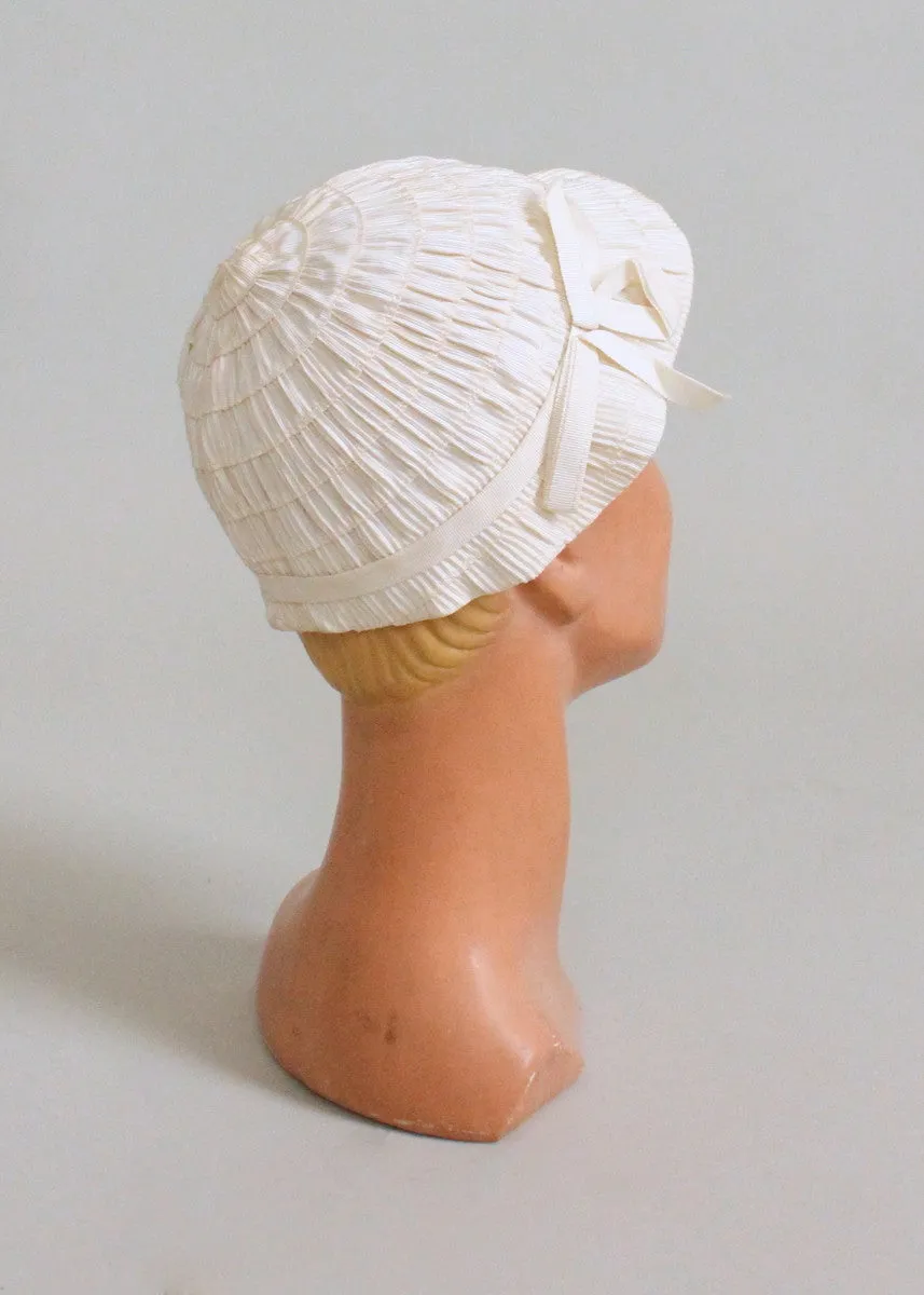 Vintage 1930s Summer White Bucket Hat