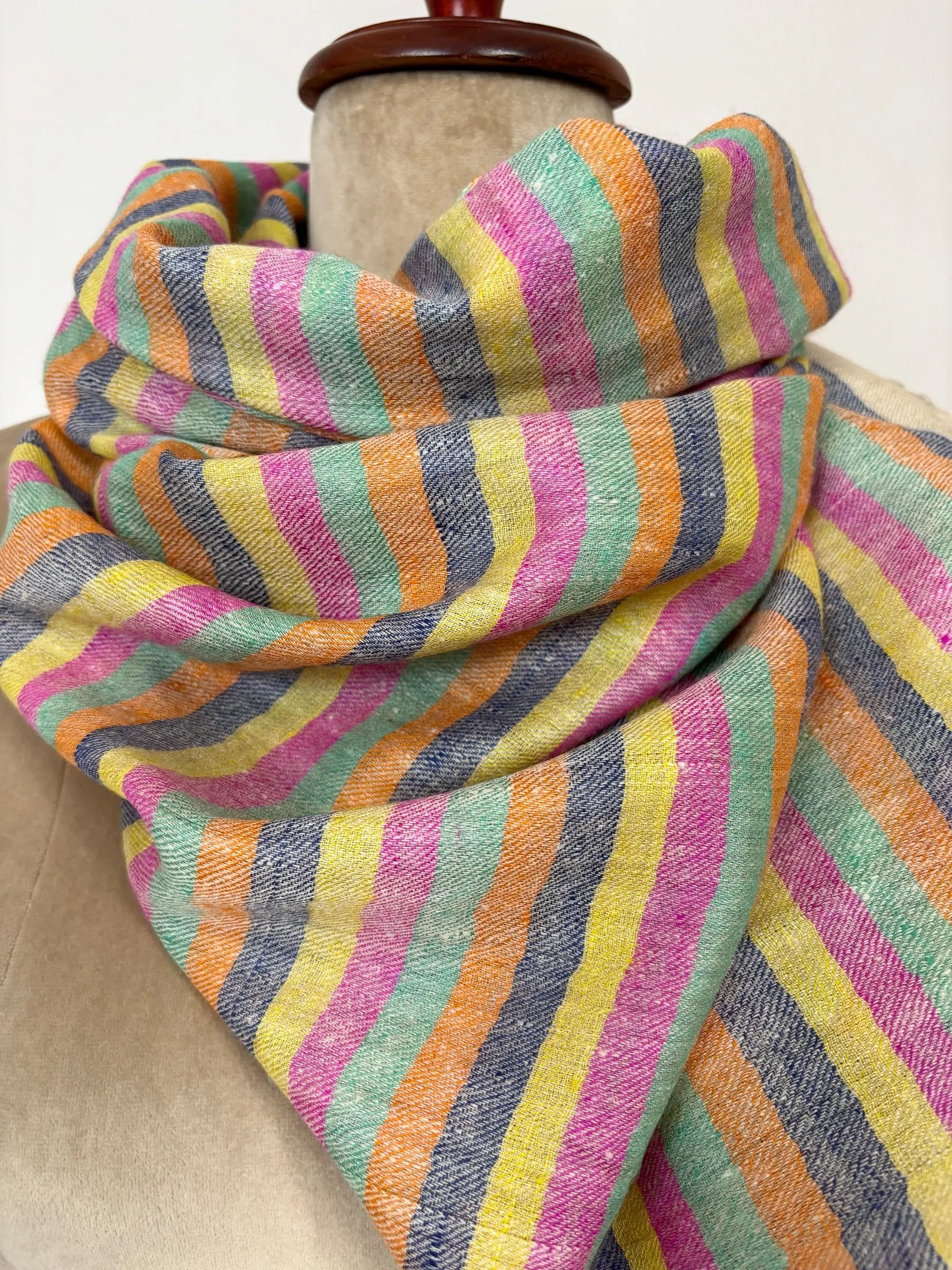 Warm Hue Stripes Cashmere Scarves - RAWLINS