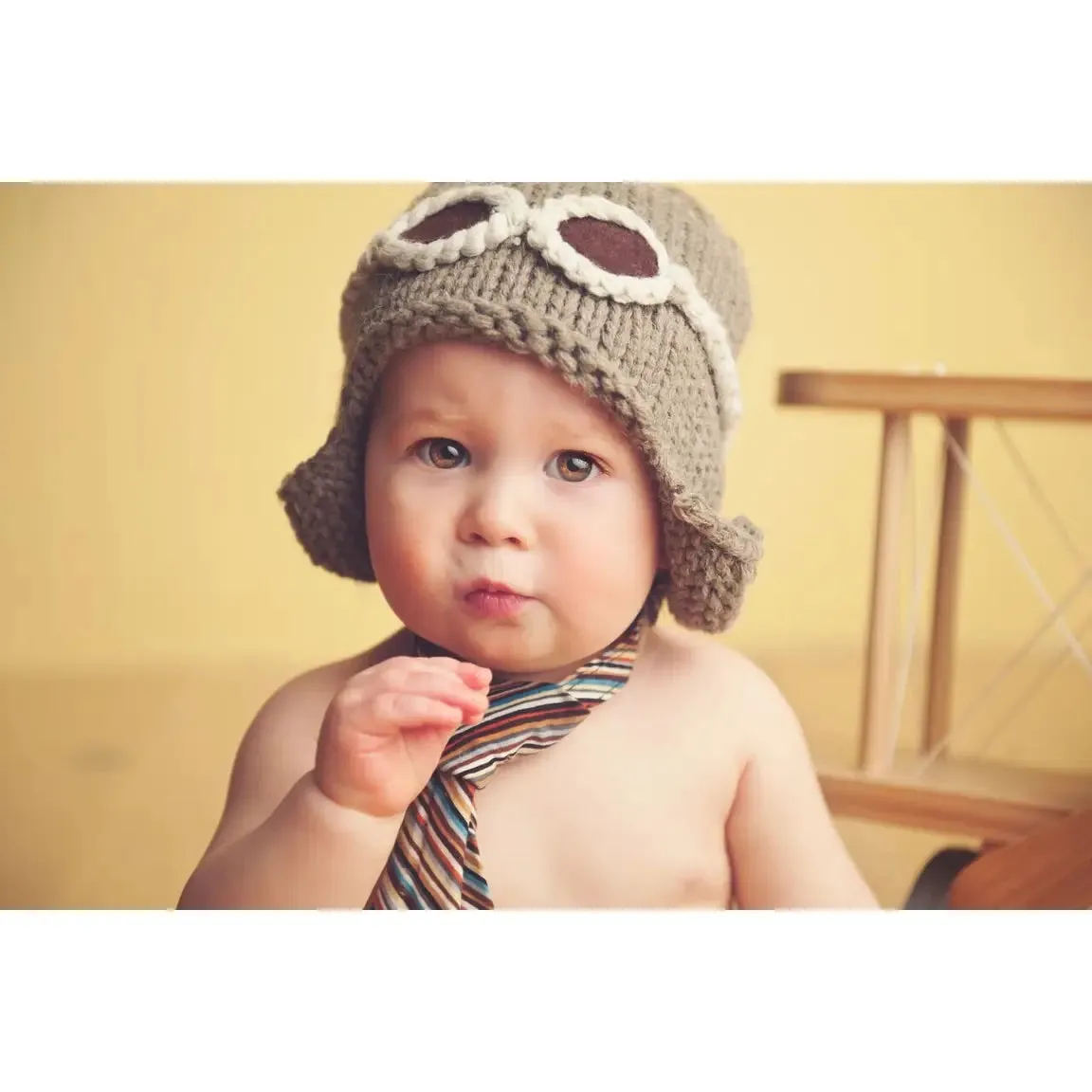 Wilbur Aviator | Acrylic Hand Knit Kids & Baby Hat