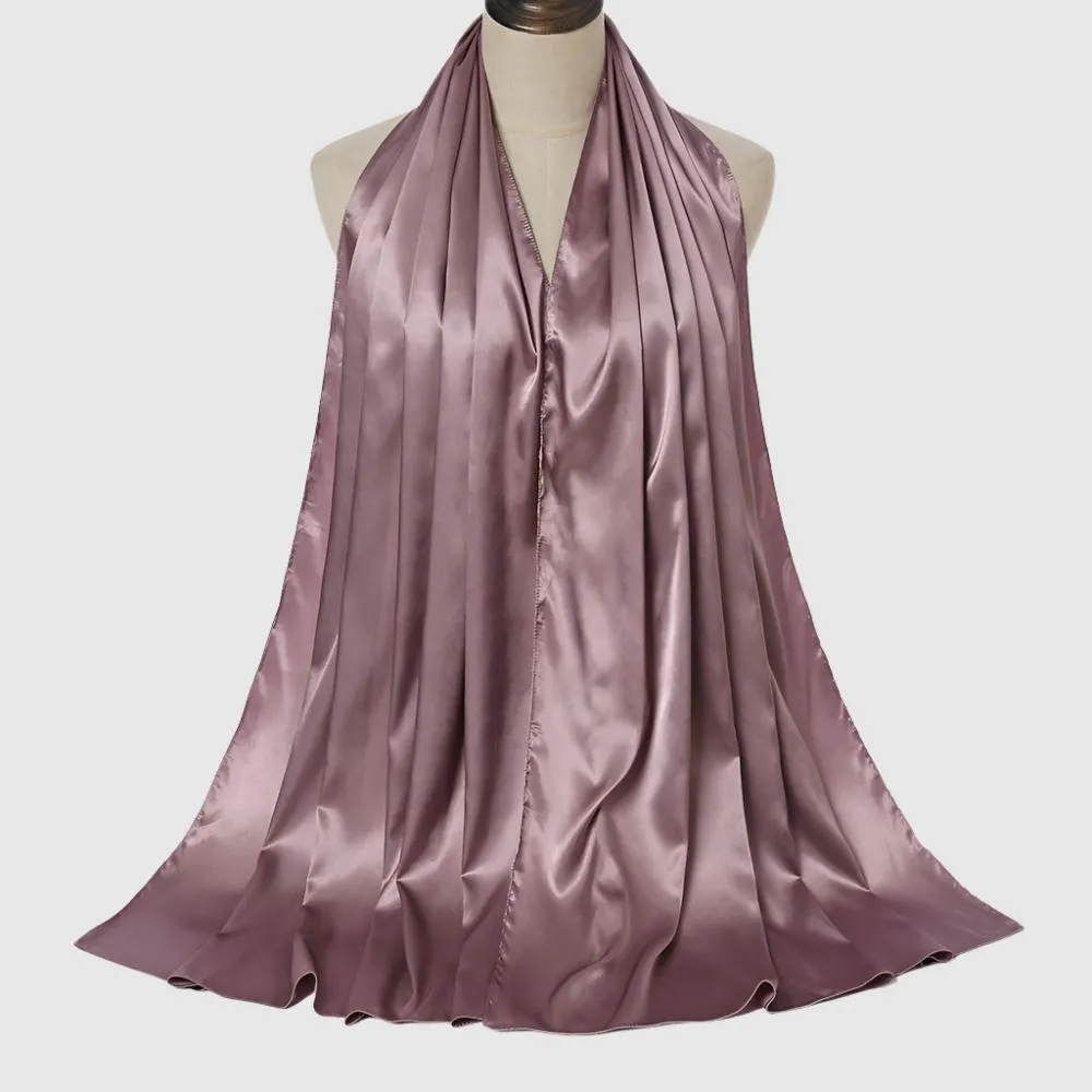 Women's Elegant Pure Color Pearl Satin Scarf