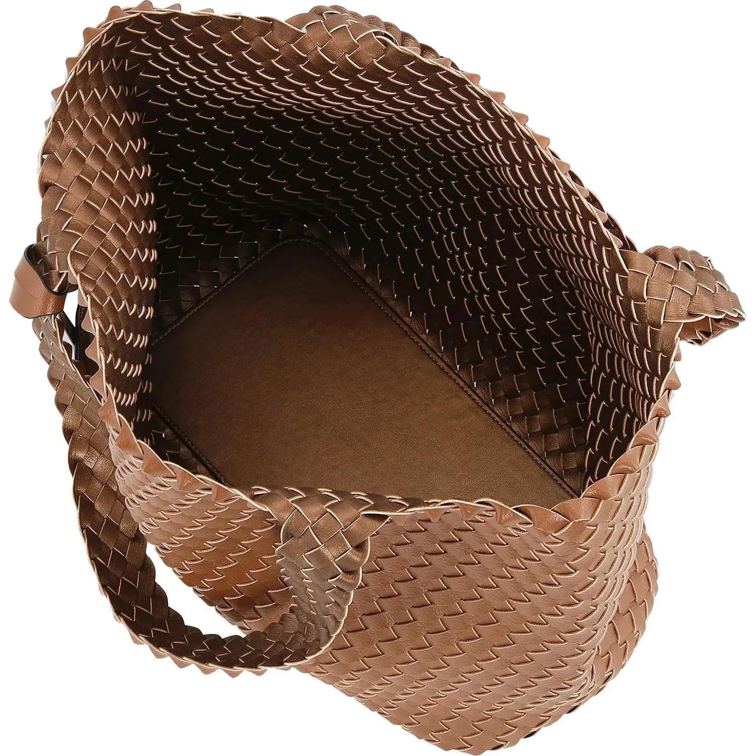 Woven Tote Bag - Burnt Caramel with Copper